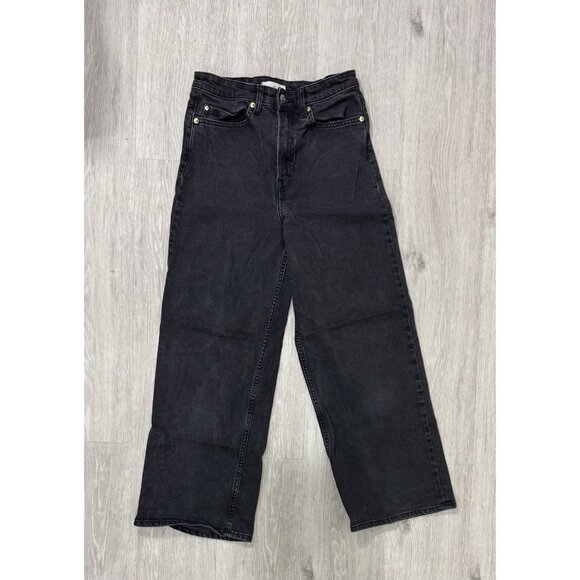 H&M Black MOM Jeans Women Wide leg High Waist Skater Streetwear Size 4 - Picture 1 of 12